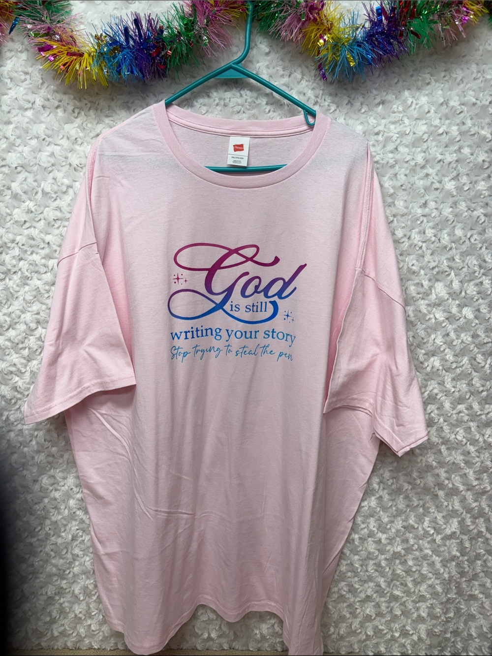 Hanes unisex 3XL Light Pink Graphic Tee SPIRITUAL Script
